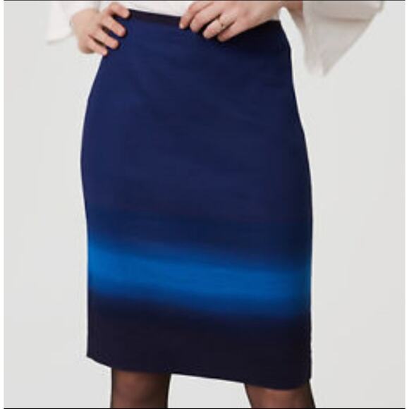 LOFT Blue Ombre Striped Pencil Skirt NWT sz 2P - Picture 2 of 8